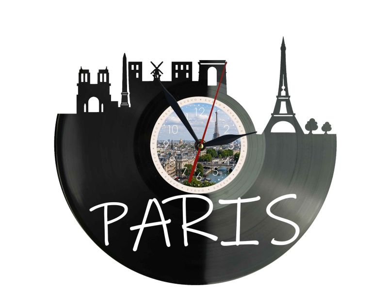 Paris Miasto Francja – Zegar ścienny z płyty winylowej 30x30 cm EVEVO W0090