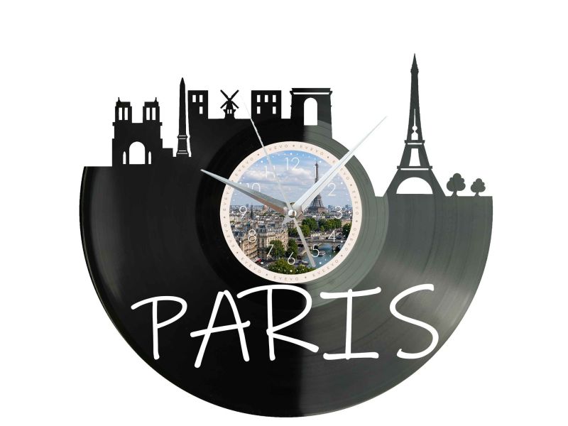 Paris Miasto Francja – Zegar ścienny z płyty winylowej 30x30 cm EVEVO W0090