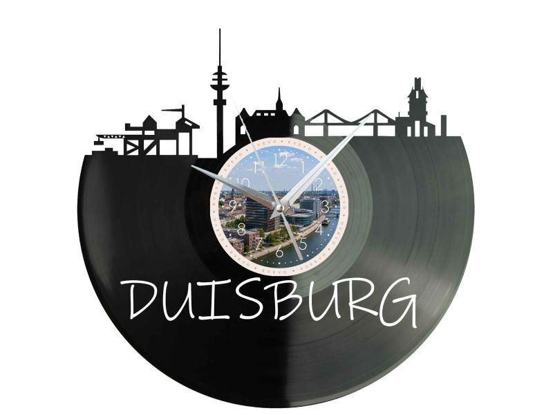 Duisburg Miasto Niemcy – Zegar ścienny z płyty winylowej 30x30 cm EVEVO W0092