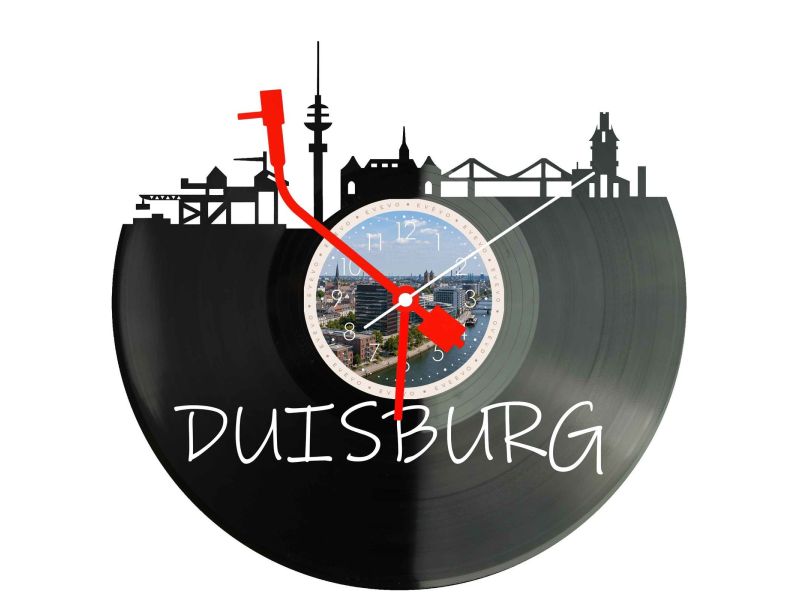 Duisburg Miasto Niemcy – Zegar ścienny z płyty winylowej 30x30 cm EVEVO W0092