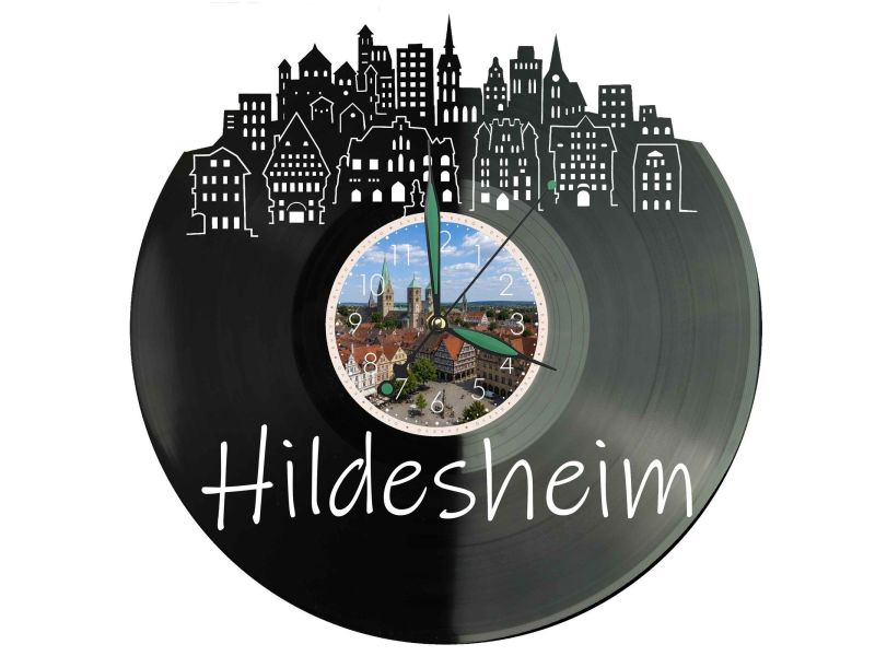 Hildesheim Miasto Niemcy – Zegar ścienny z płyty winylowej 30x30 cm EVEVO W0093