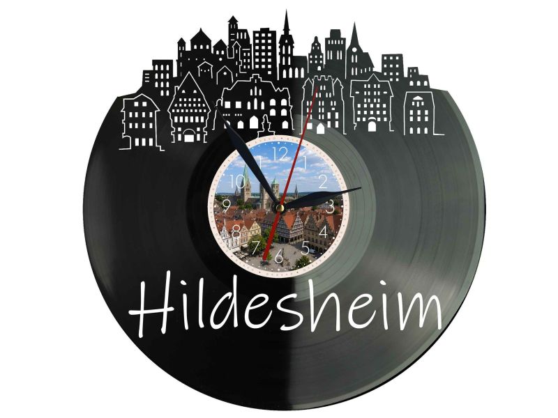 Hildesheim Miasto Niemcy – Zegar ścienny z płyty winylowej 30x30 cm EVEVO W0093