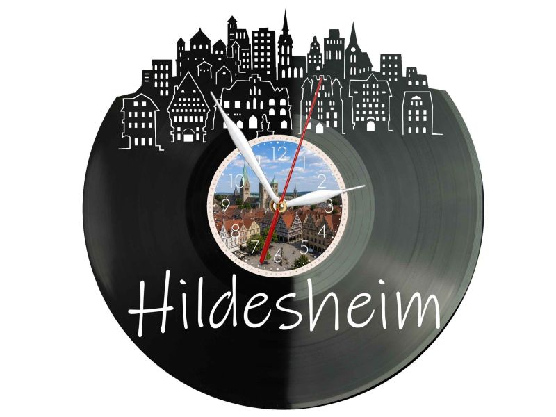 Hildesheim Miasto Niemcy – Zegar ścienny z płyty winylowej 30x30 cm EVEVO W0093