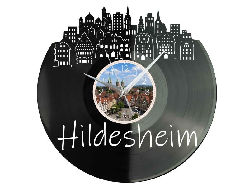 Hildesheim Miasto Niemcy – Zegar ścienny z płyty winylowej 30x30 cm EVEVO W0093