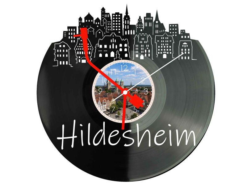 Hildesheim Miasto Niemcy – Zegar ścienny z płyty winylowej 30x30 cm EVEVO W0093