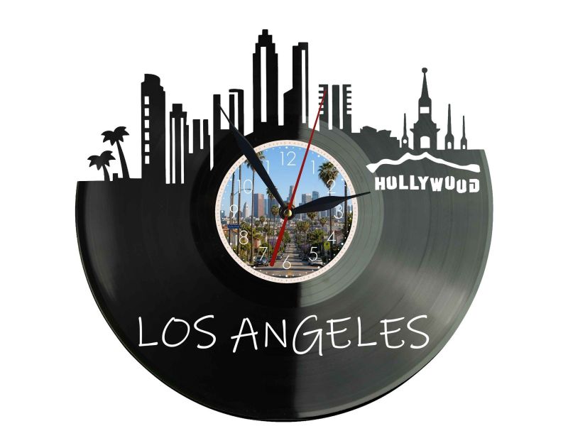 Los Angeles Miasto Aniołów USA – Zegar ścienny z płyty winylowej 30x30 cm EVEVO W0095