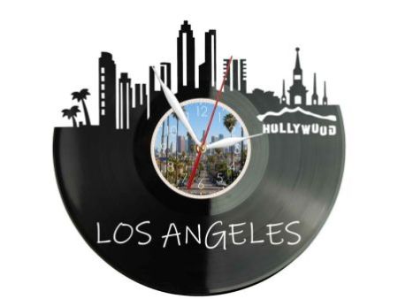 Los Angeles Miasto Aniołów USA – Zegar ścienny z płyty winylowej 30x30 cm EVEVO W0095