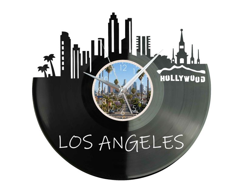 Los Angeles Miasto Aniołów USA – Zegar ścienny z płyty winylowej 30x30 cm EVEVO W0095