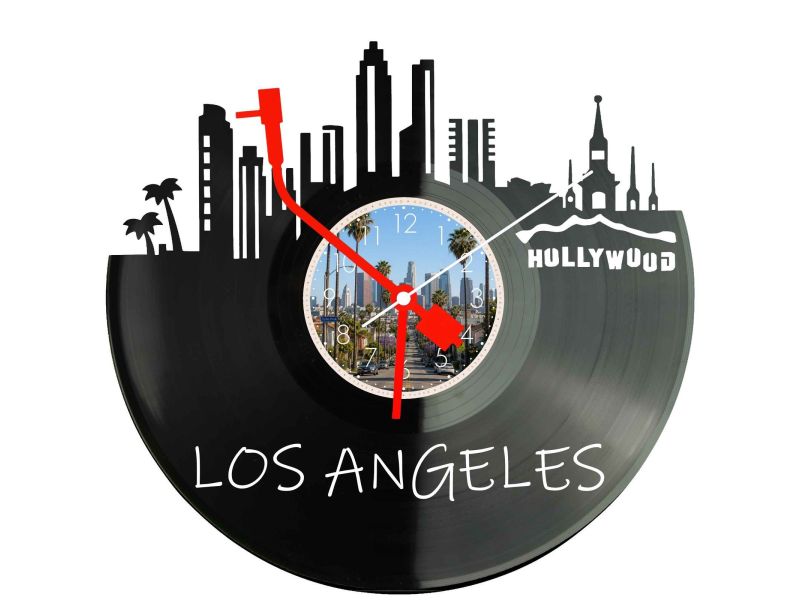 Los Angeles Miasto Aniołów USA – Zegar ścienny z płyty winylowej 30x30 cm EVEVO W0095