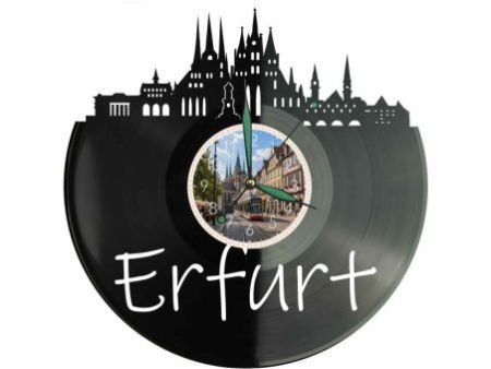 Erfurt Miasto Niemcy – Zegar ścienny z płyty winylowej 30x30 cm EVEVO W0096