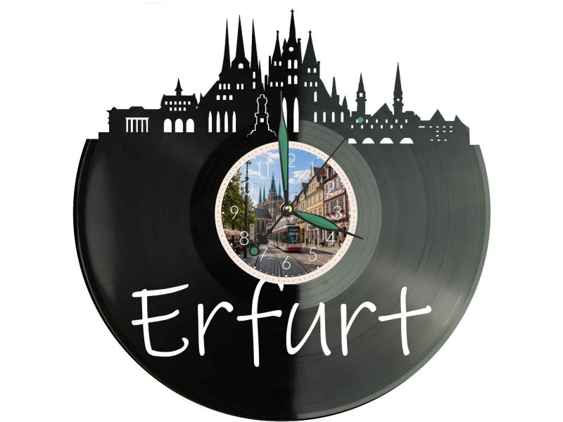 Erfurt Miasto Niemcy – Zegar ścienny z płyty winylowej 30x30 cm EVEVO W0096