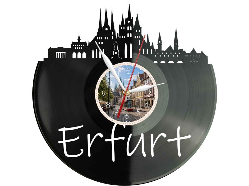 Erfurt Miasto Niemcy – Zegar ścienny z płyty winylowej 30x30 cm EVEVO W0096