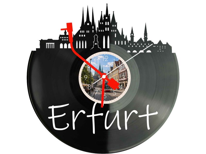 Erfurt Miasto Niemcy – Zegar ścienny z płyty winylowej 30x30 cm EVEVO W0096