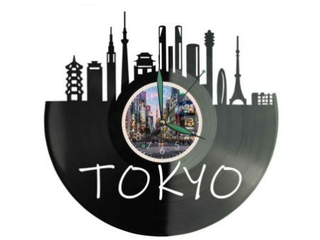 Tokyo Miasto Japonia – Zegar ścienny z płyty winylowej 30x30 cm EVEVO W0097