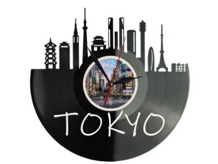 Tokyo Miasto Japonia – Zegar ścienny z płyty winylowej 30x30 cm EVEVO W0097