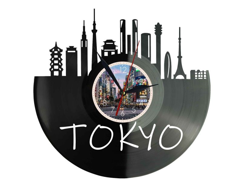 Tokyo Miasto Japonia – Zegar ścienny z płyty winylowej 30x30 cm EVEVO W0097
