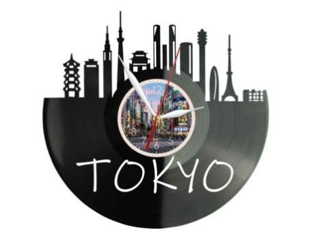 Tokyo Miasto Japonia – Zegar ścienny z płyty winylowej 30x30 cm EVEVO W0097