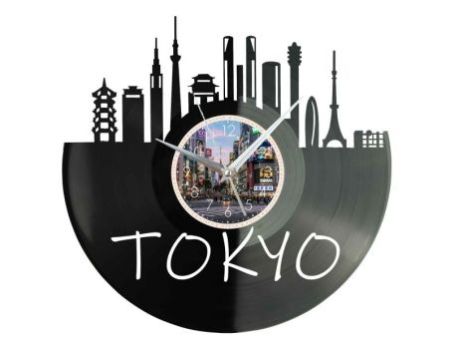 Tokyo Miasto Japonia – Zegar ścienny z płyty winylowej 30x30 cm EVEVO W0097