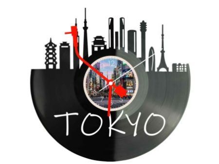 Tokyo Miasto Japonia – Zegar ścienny z płyty winylowej 30x30 cm EVEVO W0097