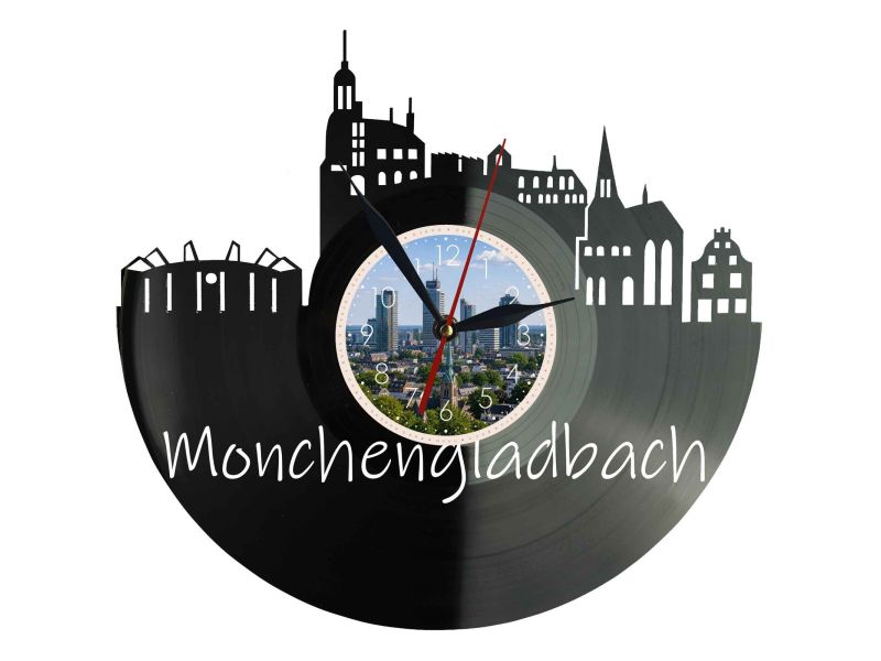 Monchengladbach Miasto Niemcy – Zegar ścienny z płyty winylowej 30x30 cm EVEVO W0098