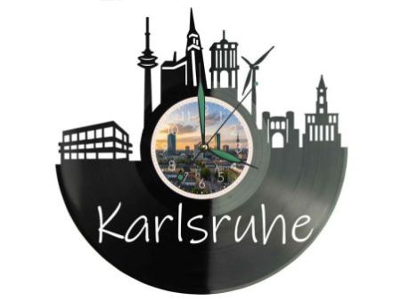 Karlsruhe Miasto Niemcy – Zegar ścienny z płyty winylowej 30x30 cm EVEVO W0099