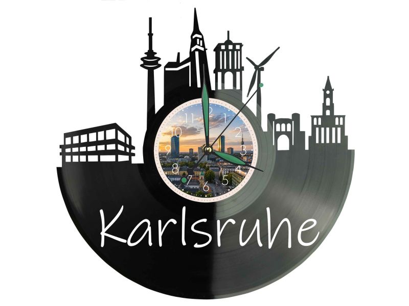 Karlsruhe Miasto Niemcy – Zegar ścienny z płyty winylowej 30x30 cm EVEVO W0099