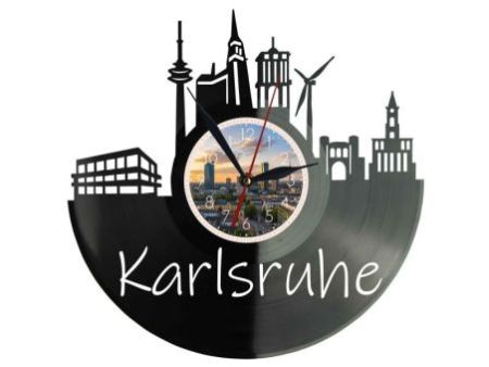 Karlsruhe Miasto Niemcy – Zegar ścienny z płyty winylowej 30x30 cm EVEVO W0099