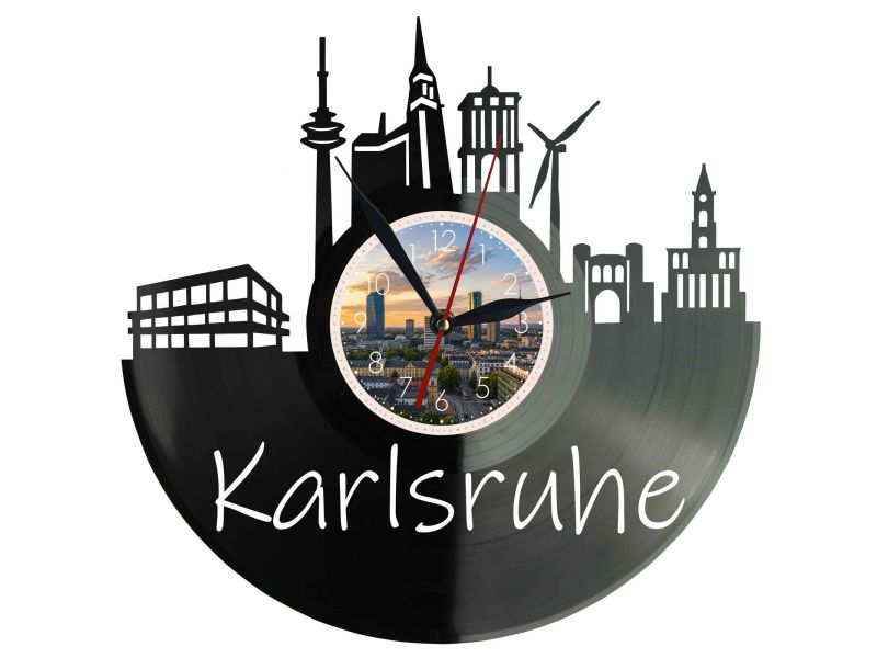 Karlsruhe Miasto Niemcy – Zegar ścienny z płyty winylowej 30x30 cm EVEVO W0099