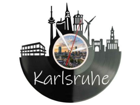 Karlsruhe Miasto Niemcy – Zegar ścienny z płyty winylowej 30x30 cm EVEVO W0099