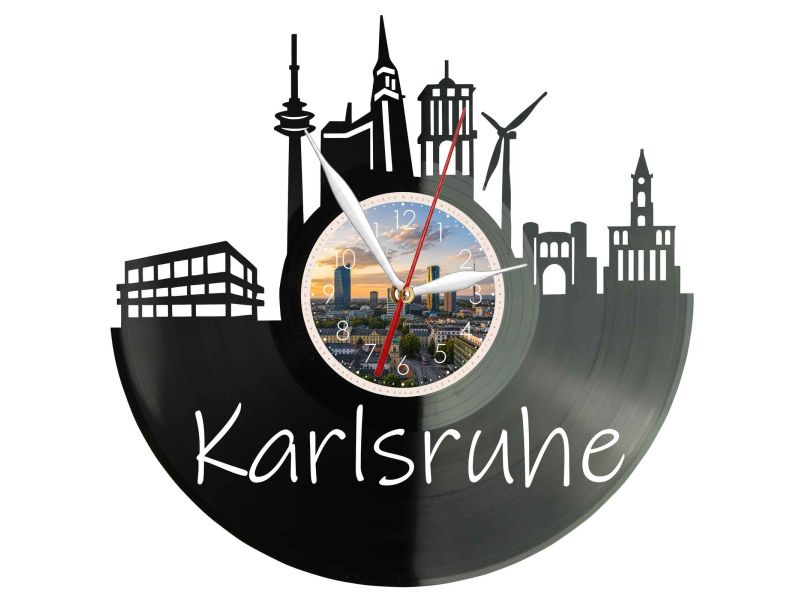 Karlsruhe Miasto Niemcy – Zegar ścienny z płyty winylowej 30x30 cm EVEVO W0099