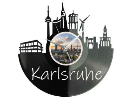 Karlsruhe Miasto Niemcy – Zegar ścienny z płyty winylowej 30x30 cm EVEVO W0099