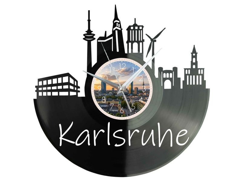 Karlsruhe Miasto Niemcy – Zegar ścienny z płyty winylowej 30x30 cm EVEVO W0099