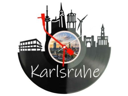 Karlsruhe Miasto Niemcy – Zegar ścienny z płyty winylowej 30x30 cm EVEVO W0099