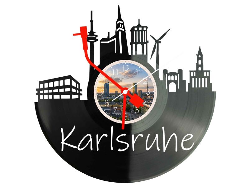 Karlsruhe Miasto Niemcy – Zegar ścienny z płyty winylowej 30x30 cm EVEVO W0099