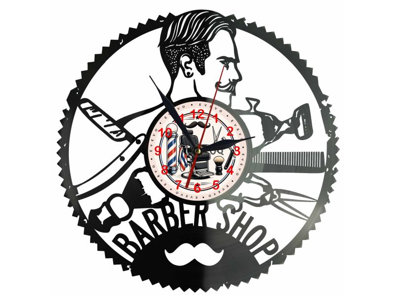 Barber Shop Zegar Ścienny Z Płyty Winylowej 30x30 Cm EVEVO W0104