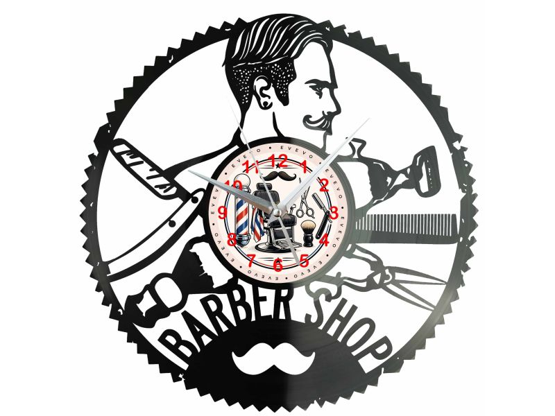 Barber Shop Zegar Ścienny Z Płyty Winylowej 30x30 Cm EVEVO W0104