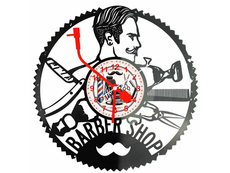 Barber Shop Zegar Ścienny Z Płyty Winylowej 30x30 Cm EVEVO W0104