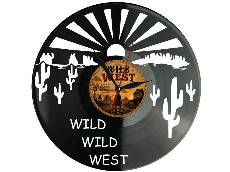 Dziki Zachód Zegar Ścienny Z Płyty Winylowej 30x30 Cm EVEVO W0111