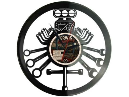 Silnik Serwis Samochodowy Zegar Ścienny Z Płyty Winylowej 30x30 Cm EVEVO W0113