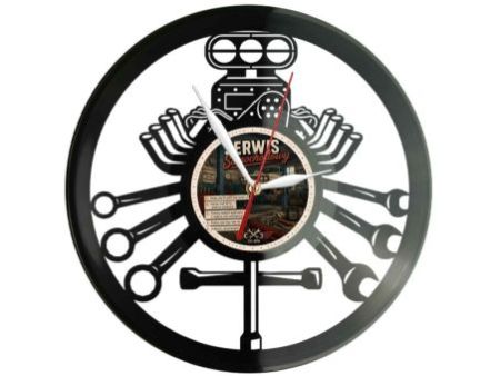 Silnik Serwis Samochodowy Zegar Ścienny Z Płyty Winylowej 30x30 Cm EVEVO W0113