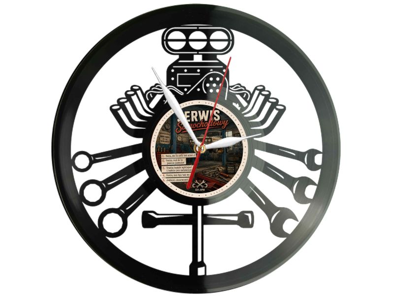 Silnik Serwis Samochodowy Zegar Ścienny Z Płyty Winylowej 30x30 Cm EVEVO W0113