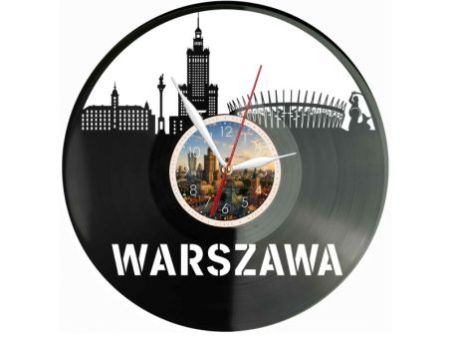 Warszawa Polska Zegar Ścienny Z Płyty Winylowej 30x30 Cm EVEVO W0114