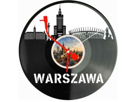 Warszawa Polska Zegar Ścienny Z Płyty Winylowej 30x30 Cm EVEVO W0114