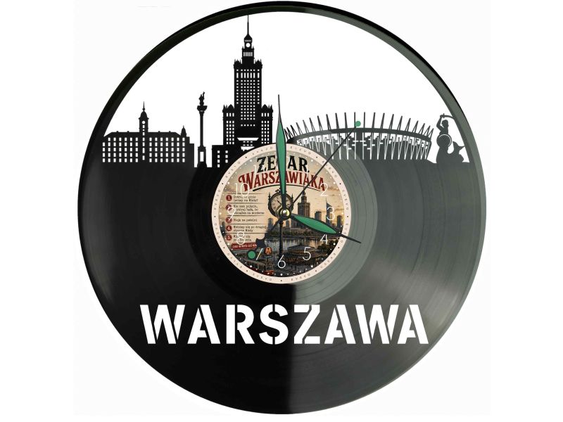 Zegar Warszawiaka Z Płyty Winylowej 30x30 Cm EVEVO W0115