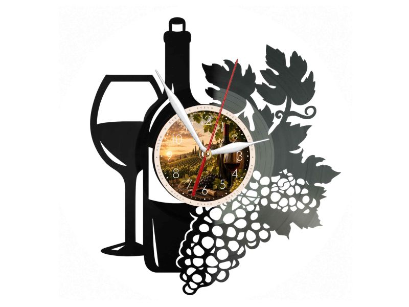 Wino Winnica Zegar Ścienny Z Płyty Winylowej 30x30 Cm EVEVO W0116