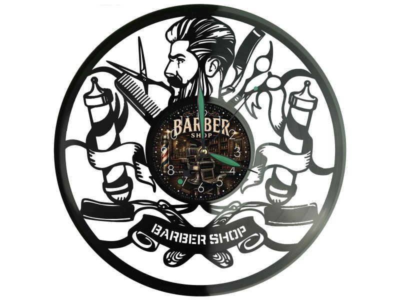 Barber Shop Zegar Ścienny Z Płyty Winylowej 30x30 Cm EVEVO W0124