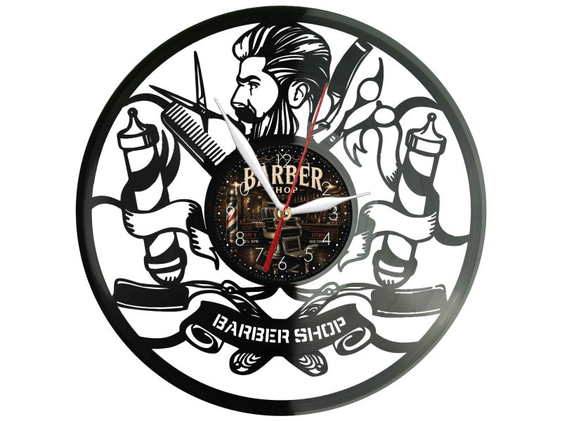 Barber Shop Zegar Ścienny Z Płyty Winylowej 30x30 Cm EVEVO W0124