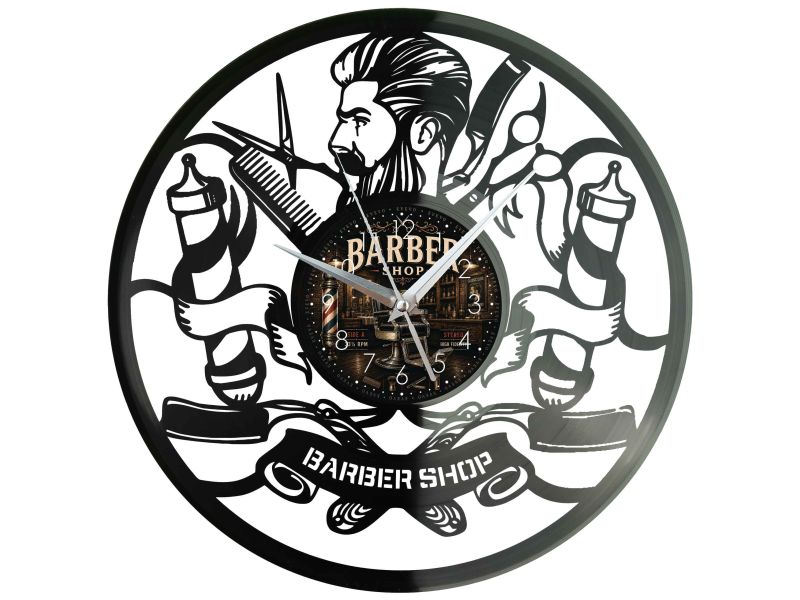 Barber Shop Zegar Ścienny Z Płyty Winylowej 30x30 Cm EVEVO W0124