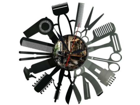 Salon Fryzjerski Zegar Ścienny Z Płyty Winylowej 30x30 Cm EVEVO W0126