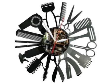 Salon Fryzjerski Zegar Ścienny Z Płyty Winylowej 30x30 Cm EVEVO W0126